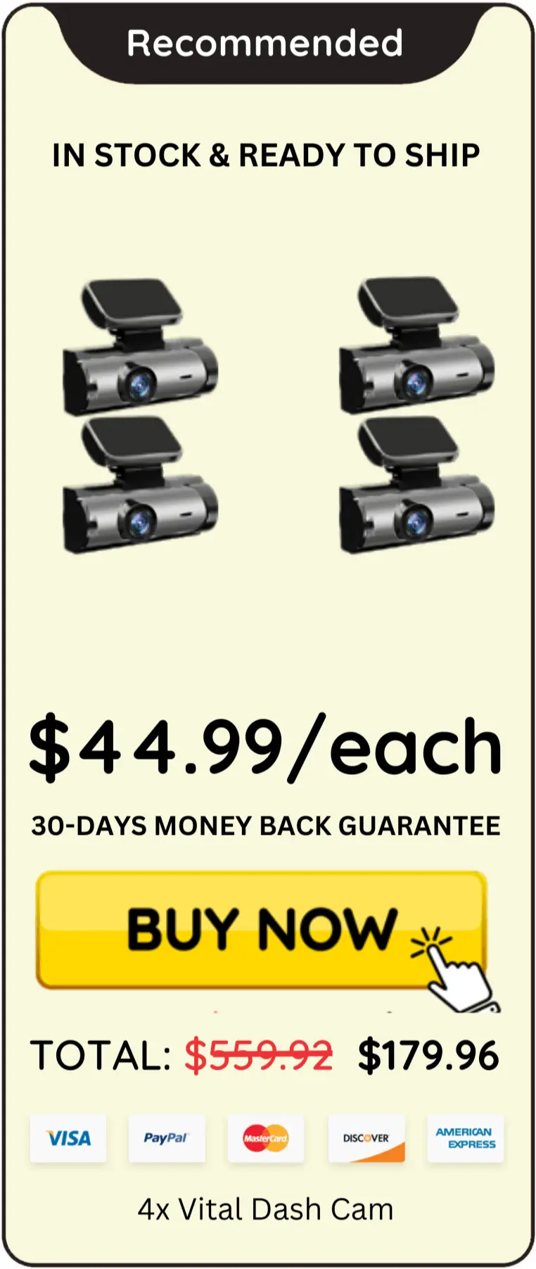 Vital Dash Cam offer package price